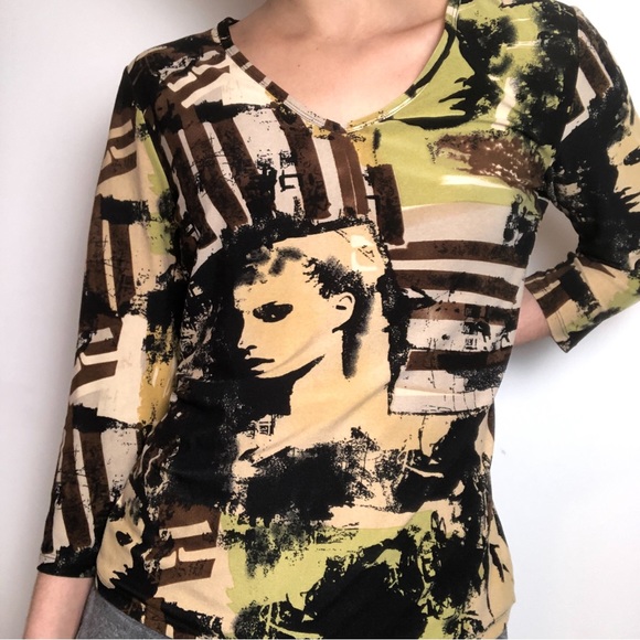 Nygard Collection Portrait Graphic Print Quarter Sleeve! - Picture 4 of 6